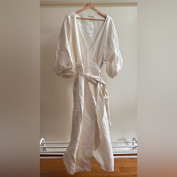 Mara Hoffman: White Francesca Wrap Dress with Puffy Sleeves, Size 1X, NWOT - Picture 5 of 5